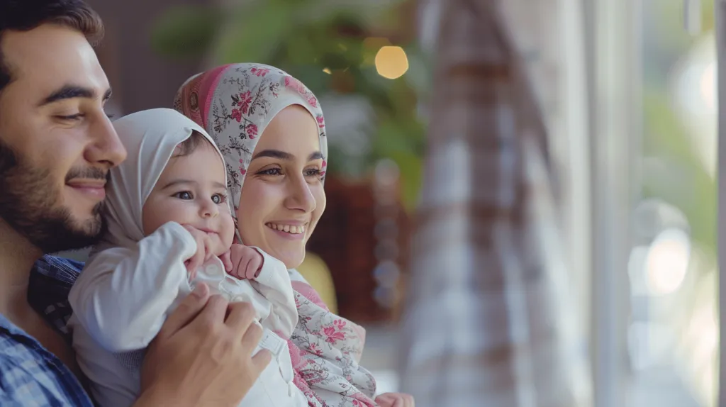 Muslim family celebrating new home ownership